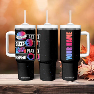 Personalized Gamer Tumbler With Handle Custom Name Eat Sleep Gaming Repeat TB09 Print Your Wear