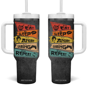 Funny Gamer Anime Lover Tumbler With Handle Eat Sleep Anime Gaming Repeat TB09 One Size: 40 oz Black Print Your Wear