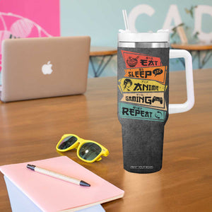 Funny Gamer Anime Lover Tumbler With Handle Eat Sleep Anime Gaming Repeat TB09 Print Your Wear