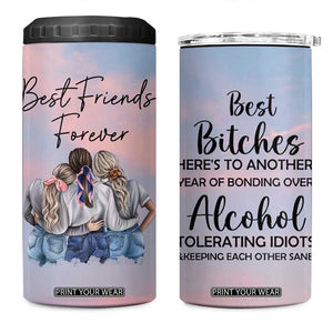 Friendship Gifts 4 in 1 Can Cooler Tumbler Best Friends Forever TB09 One Size: 16 oz Pink Blue Sky Print Your Wear