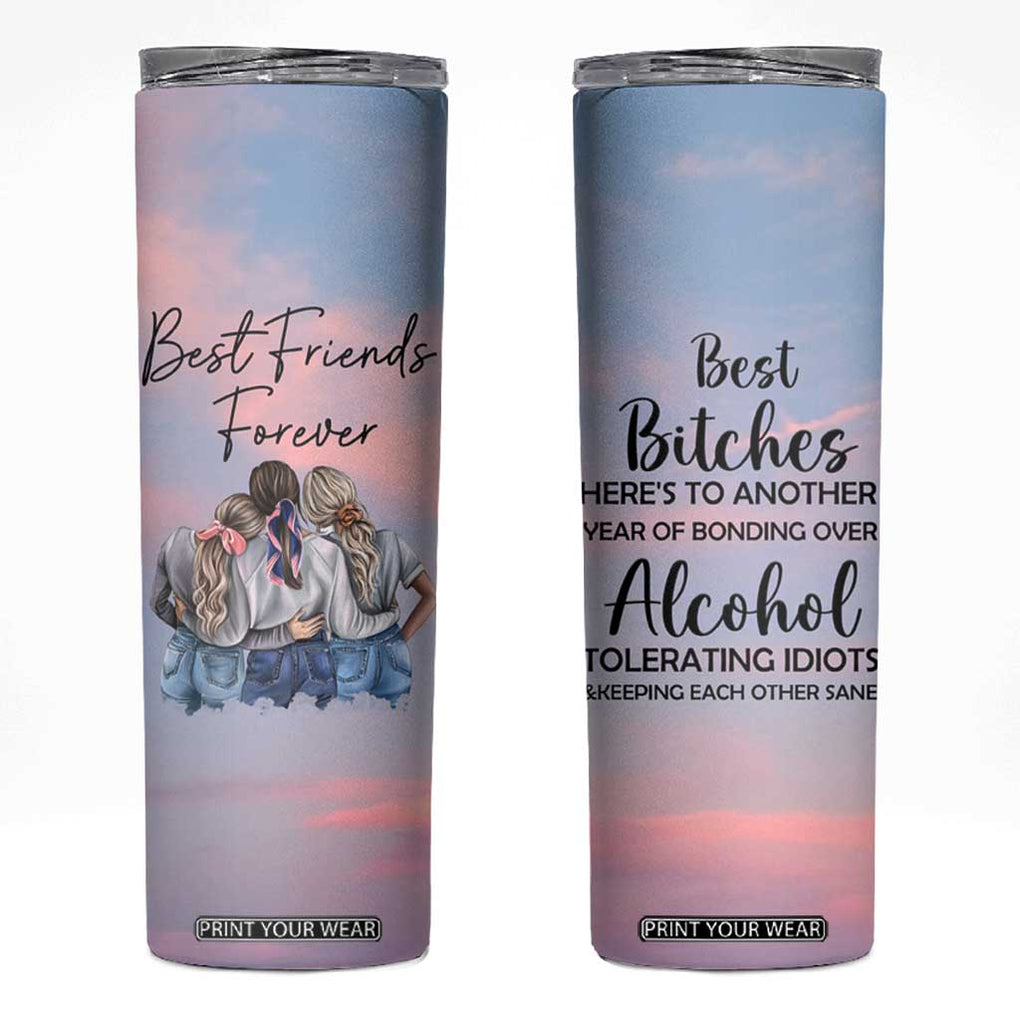 Friendship Gifts Skinny Tumbler Best Friends Forever TB09 Pink Blue Sky Print Your Wear