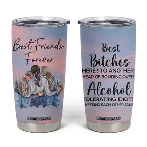 Friendship Gifts Tumbler Cup Best Friends Forever TB09 Pink Blue Sky Print Your Wear