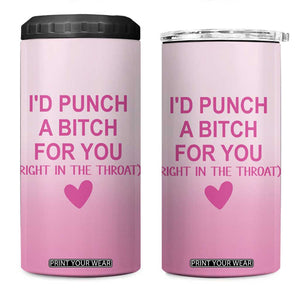 Funny Gifts for Friends 4 in 1 Can Cooler Tumbler I'd Punch A Bitch For You TB09 One Size: 16 oz Pink Print Your Wear