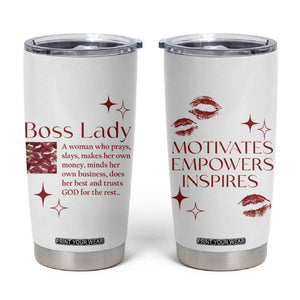 Best Boss Gifts for Women Tumbler Cup Boss Lady Definition Motivates Empowers Inspires TB09 White Print Your Wear