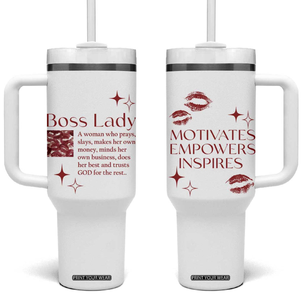 Best Boss Gifts for Women Tumbler With Handle Boss Lady Definition Motivates Empowers Inspires TB09 One Size: 40 oz White Print Your Wear