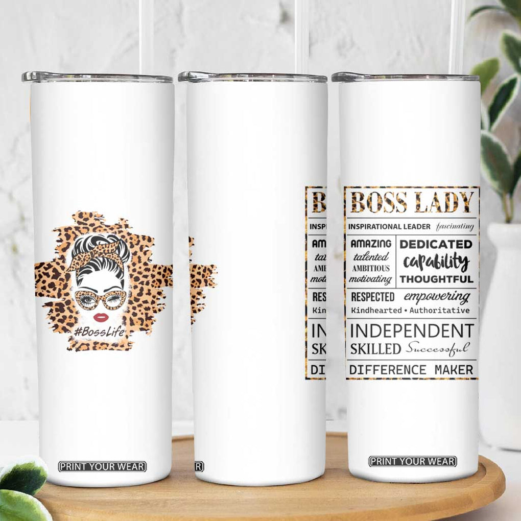 Best Boss Gifts for Women Skinny Tumbler Boss Lady Life Leopard TB09 Print Your Wear