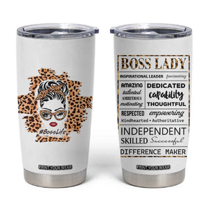 Best Boss Gifts for Women Tumbler Cup Boss Lady Life Leopard TB09 White Print Your Wear