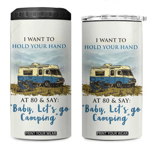 Romantic Gift for Couple 4 in 1 Can Cooler Tumbler I Want To Hold Your Hand At 80 Valentine Anniversary