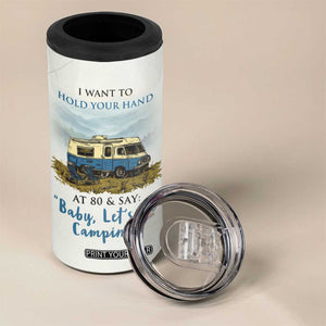 Romantic Gift for Couple 4 in 1 Can Cooler Tumbler I Want To Hold Your Hand At 80 Valentine Anniversary