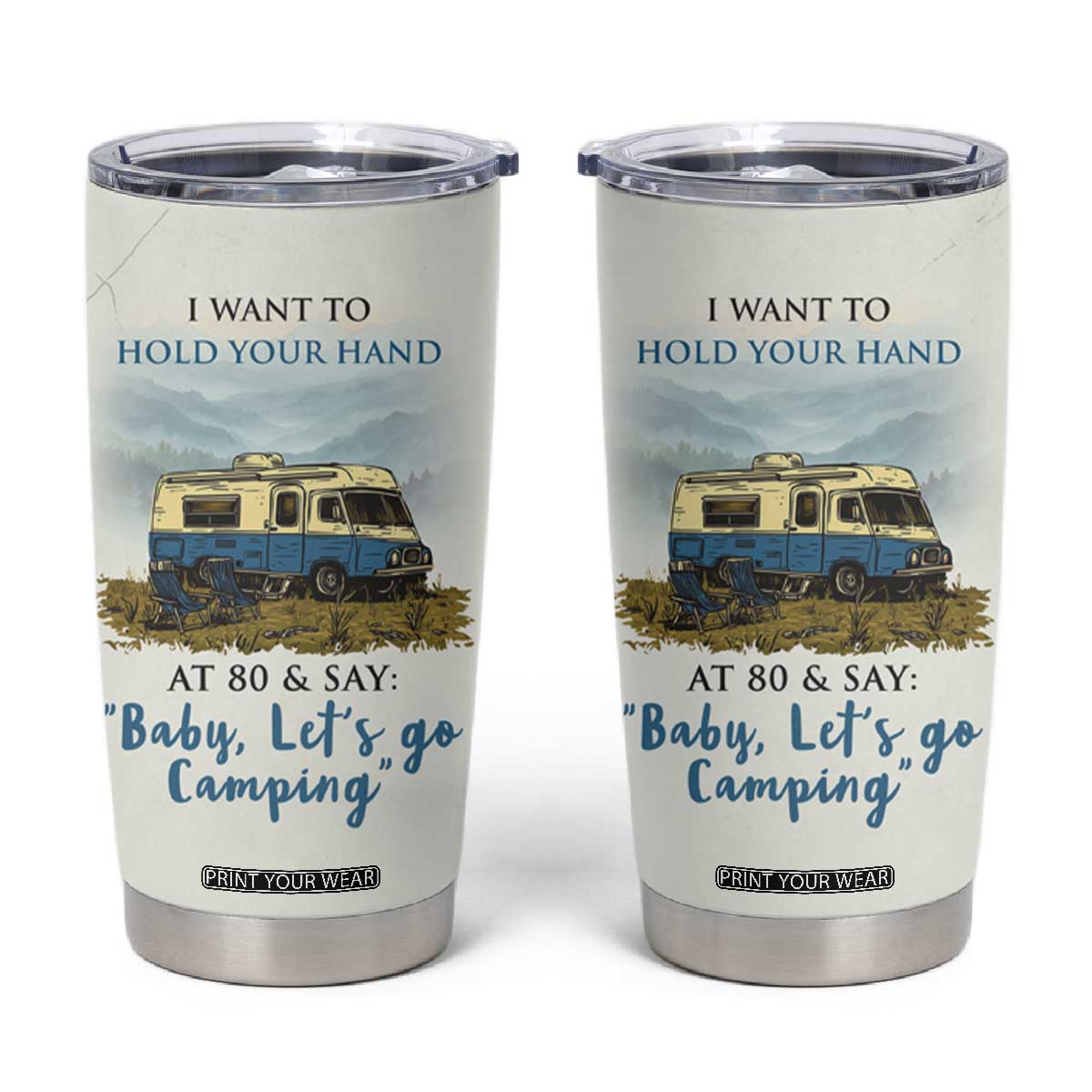 Romantic Gift for Couple Tumbler Cup I Want To Hold Your Hand At 80 Valentine Anniversary