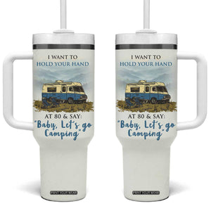 Romantic Gift for Couple Tumbler With Handle I Want To Hold Your Hand At 80 Valentine Anniversary