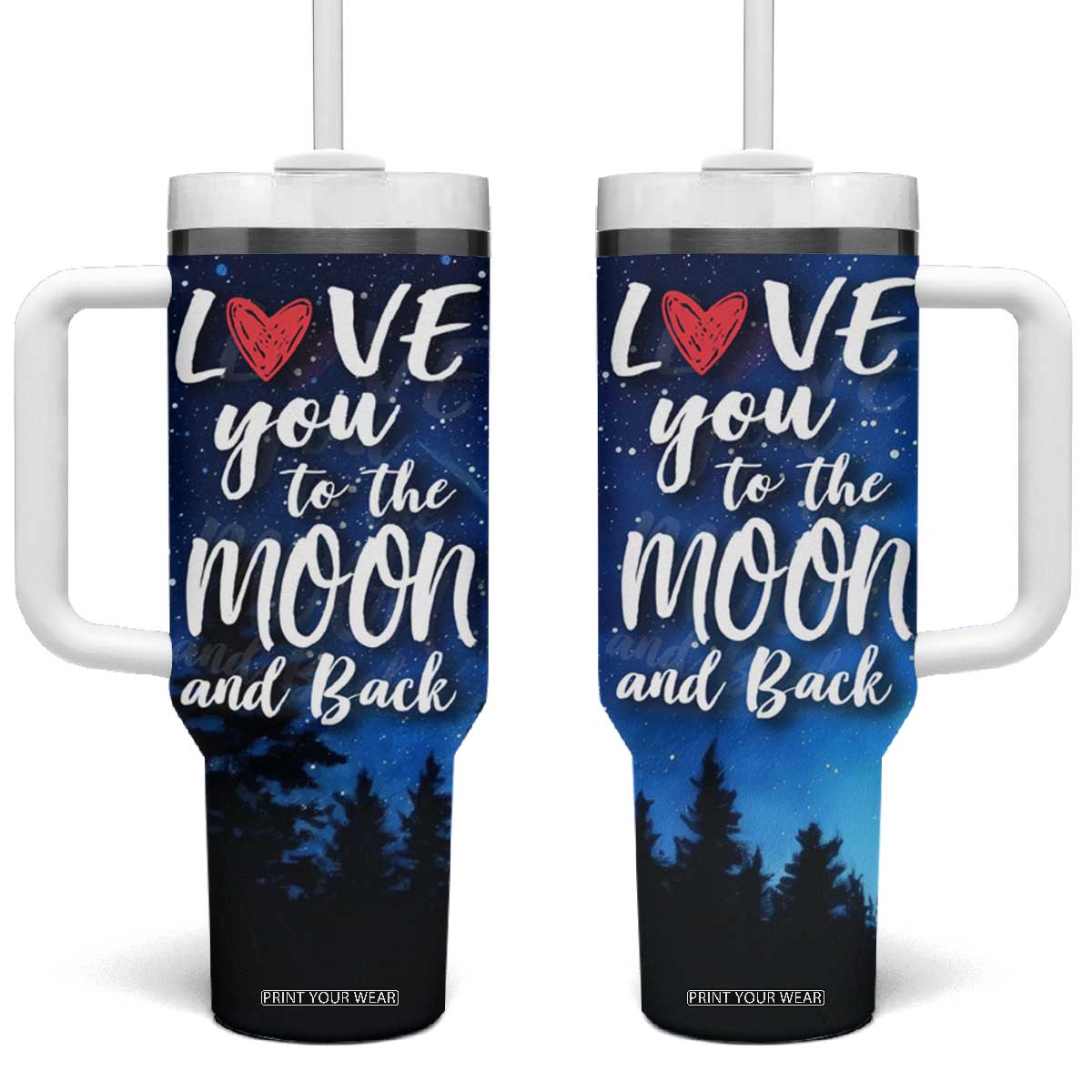 Romantic Gift for Couple Tumbler With Handle Love You To The Moon And Back