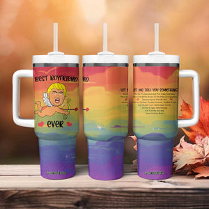 Gifts for Gay Boyfriend Tumbler With Handle Funny Trump Cupid Best Boyfriend Ever