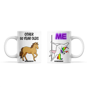 50th Birthday Coffee Mug Funny Dancing Unicorn 1976 Other 50 Year Olds TB10 White Print Your Wear