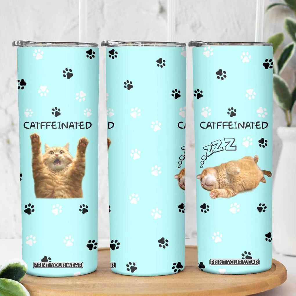 Cute Cat Coffee Skinny Tumbler Catffeinated Decaf Coffee Mug TB10 Print Your Wear