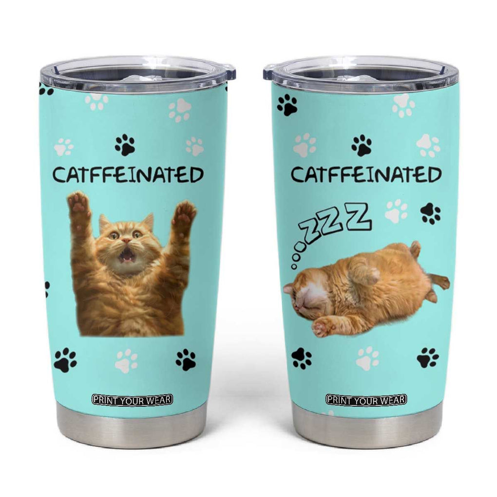 Cute Cat Coffee Tumbler Cup Catffeinated Decaf Coffee Mug TB10 Blue Print Your Wear