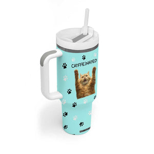 Cute Cat Coffee Tumbler With Handle Catffeinated Decaf Coffee Mug TB10 Print Your Wear