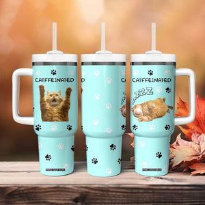 Cute Cat Coffee Tumbler With Handle Catffeinated Decaf Coffee Mug TB10 Print Your Wear