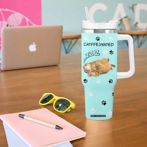 Cute Cat Coffee Tumbler With Handle Catffeinated Decaf Coffee Mug TB10 Print Your Wear