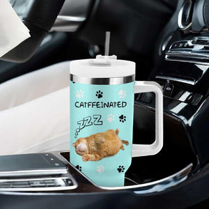 Cute Cat Coffee Tumbler With Handle Catffeinated Decaf Coffee Mug TB10 Print Your Wear