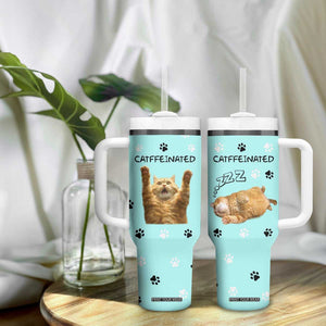 Cute Cat Coffee Tumbler With Handle Catffeinated Decaf Coffee Mug TB10 Print Your Wear