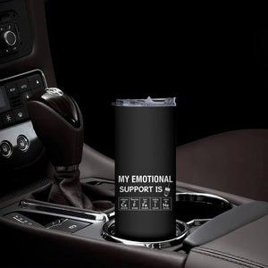 Funny Coffee Lover Skinny Tumbler My Emotional Support Is Caffeine Addicted TB10 Print Your Wear