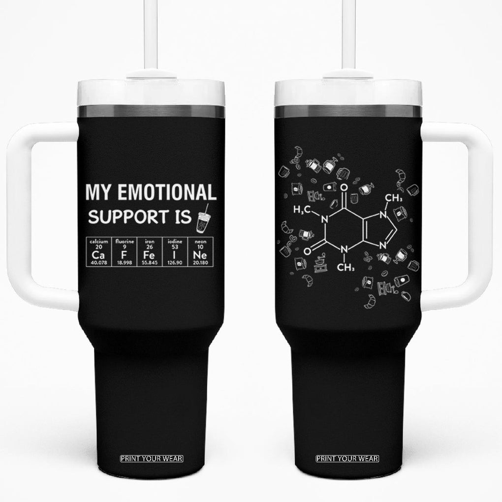 Funny Coffee Lover Tumbler With Handle My Emotional Support Is Caffeine Addicted TB10 One Size: 40 oz Black Print Your Wear