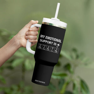 Funny Coffee Lover Tumbler With Handle My Emotional Support Is Caffeine Addicted TB10 Print Your Wear