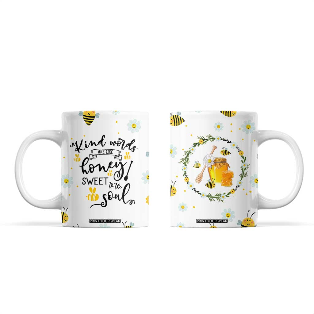 Christian Gifts For Women Coffee Mug Kind Words are Like Honey Inspirational Bible Verse TB10 White Print Your Wear