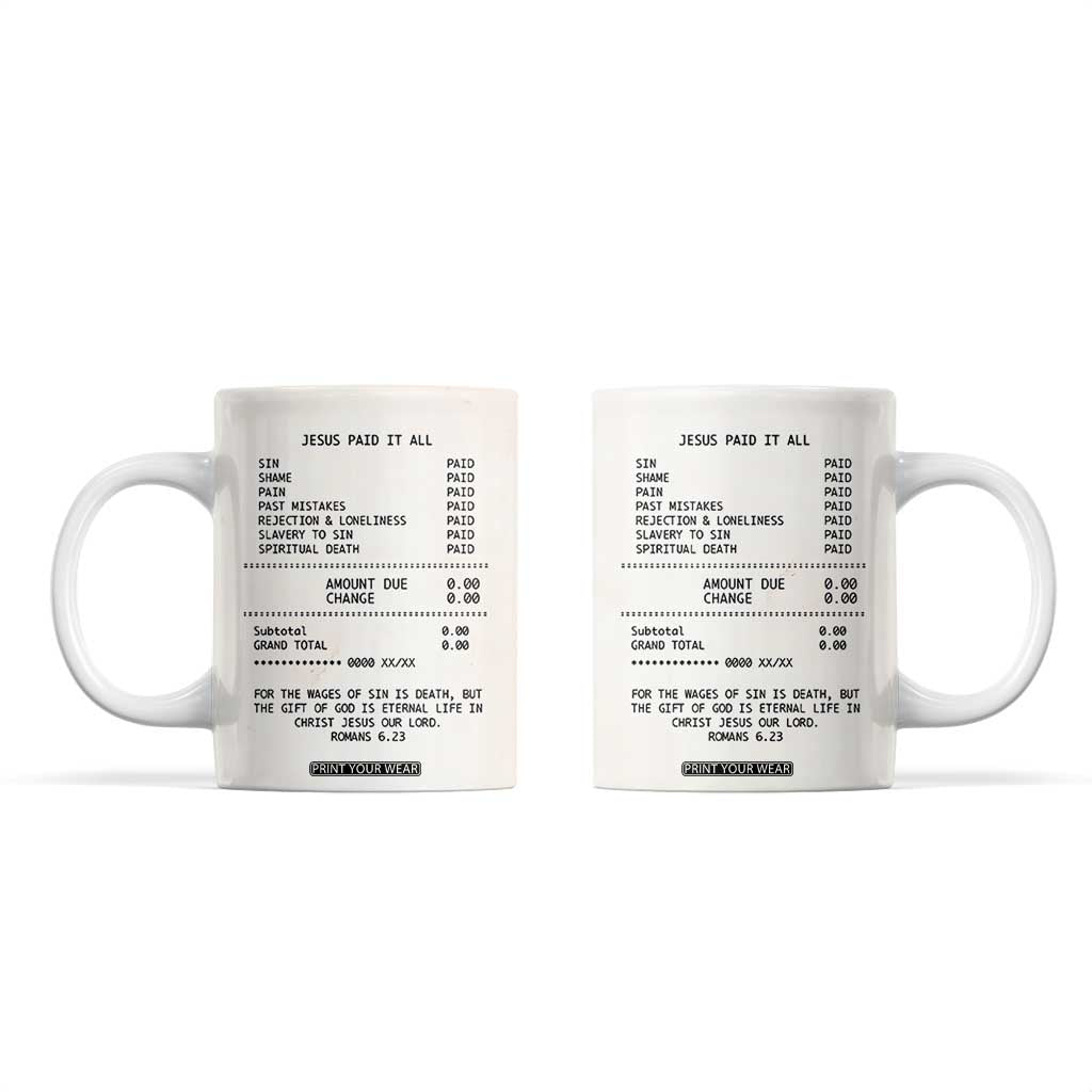 Christian Inspirational Coffee Mug Bible Verses Christian Gift Jesus Paid It All TB10 Beige Print Your Wear