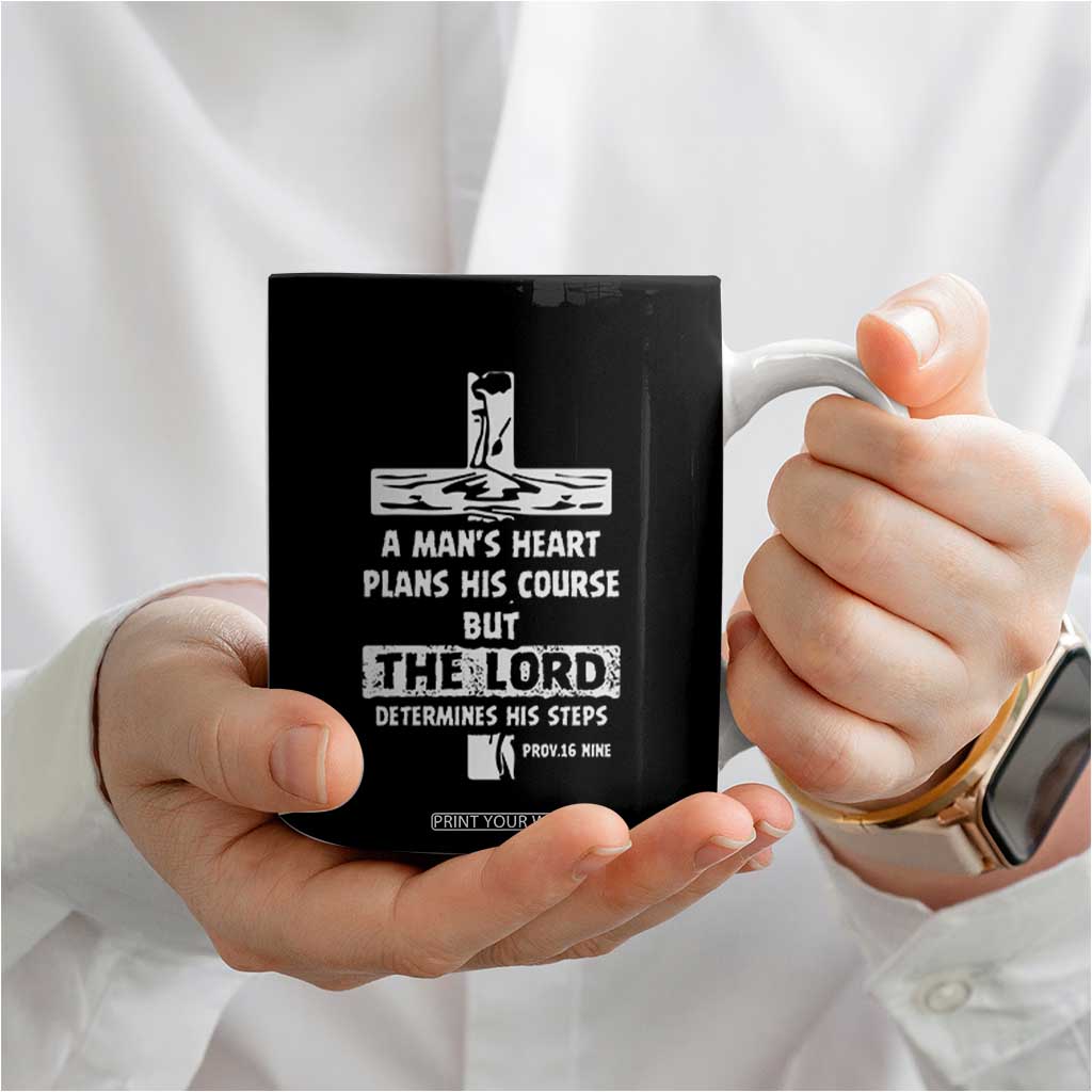 Christian Gifts For Men Coffee Mug A Man’s Heart Proverbs 16:9 Bible Verse TB10 Print Your Wear