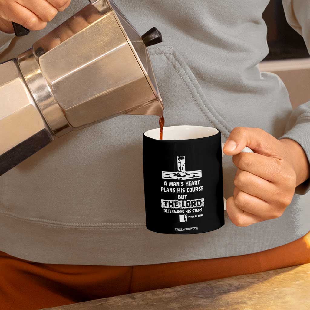 Christian Gifts For Men Coffee Mug A Man’s Heart Proverbs 16:9 Bible Verse TB10 Print Your Wear