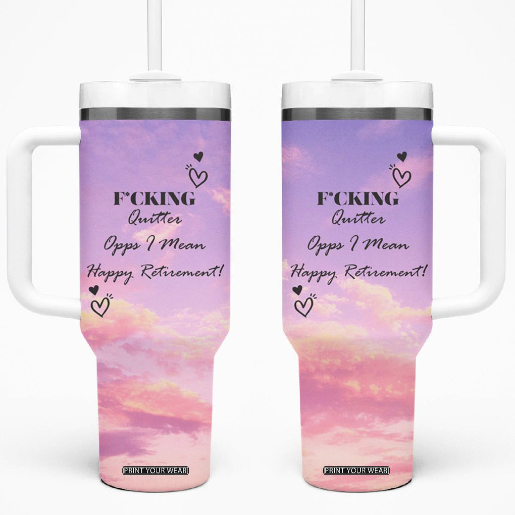 Funny Quitter Job Tumbler With Handle Opps I Mean Happy Retirement TB10 One Size: 40 oz Multi Print Your Wear