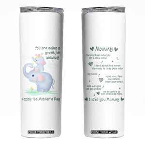 New Mom Skinny Tumbler Happy 1st Mother's Day Gifts for First Time Mothers TB10 White Print Your Wear