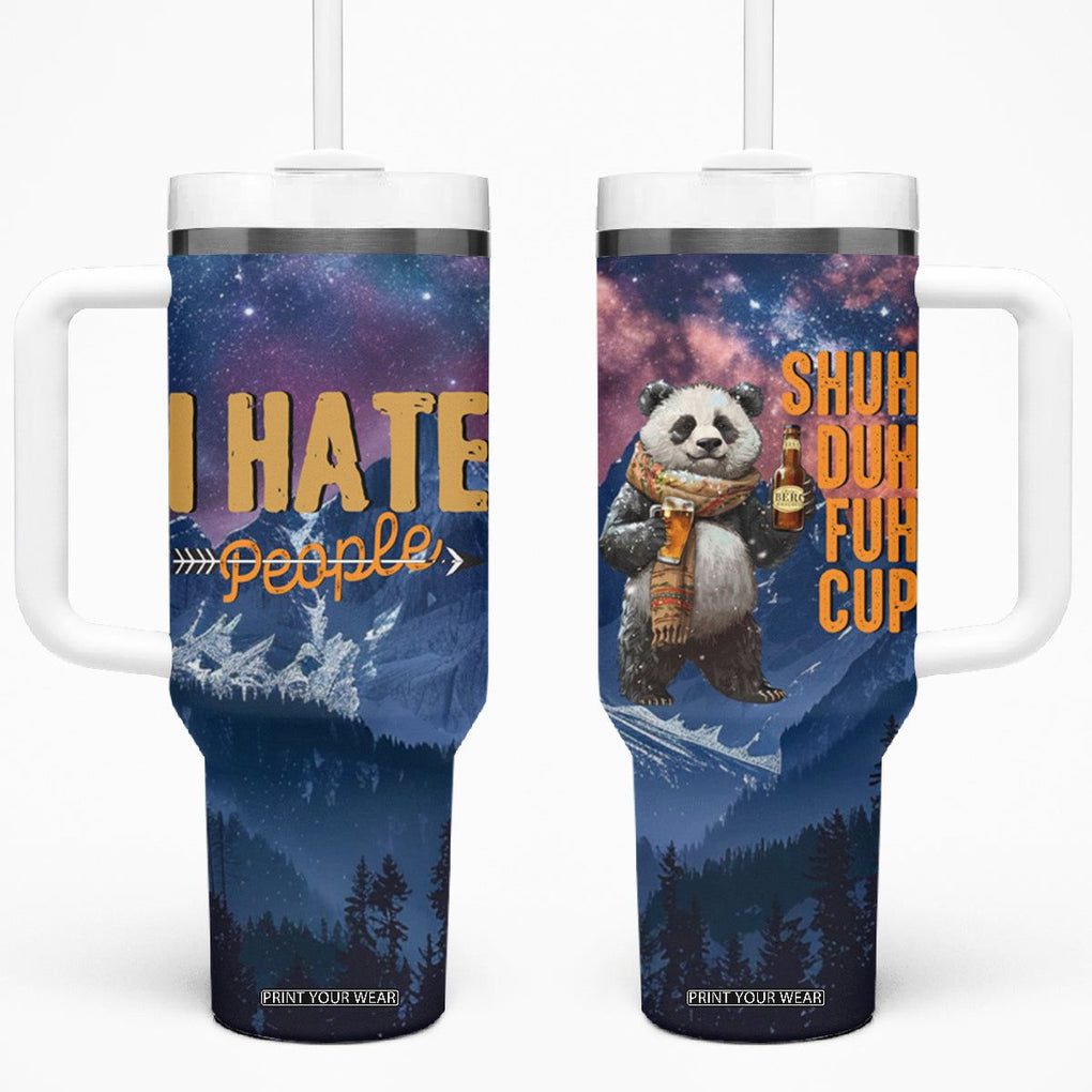 Funny Rude Bear Tumbler With Handle Shu Duh Fuh Cup I Hate People Funny Gag Gifts for Introverts TB10 One Size: 40 oz Blue Print Your Wear