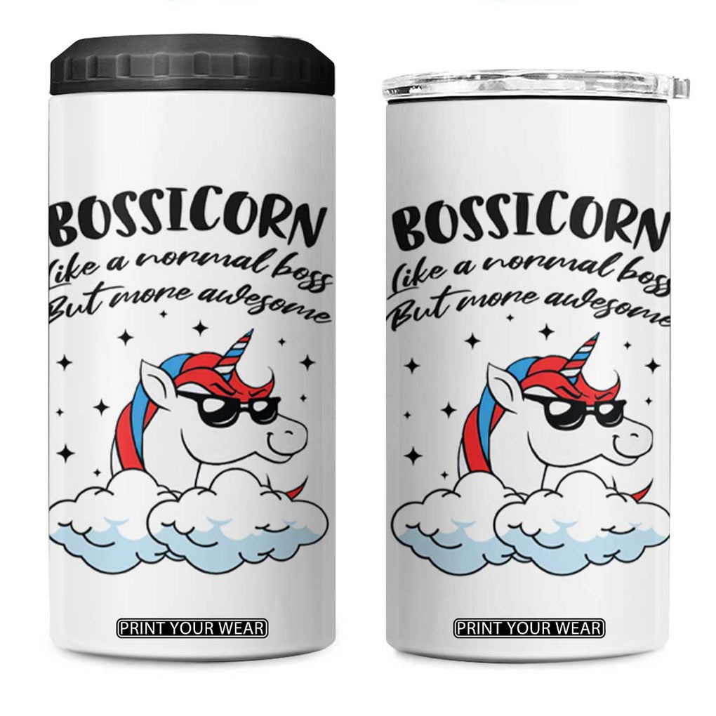 Thank You Gifts for Bosses 4 in 1 Can Cooler Tumbler Bossicorn Like A Normal Boss But More Awesome TB10 One Size: 16 oz White Print Your Wear