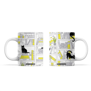 Book Lovers Gifts Coffee Mug Library Cat Bookish Gifts For Readers Librarian TB10 White Print Your Wear