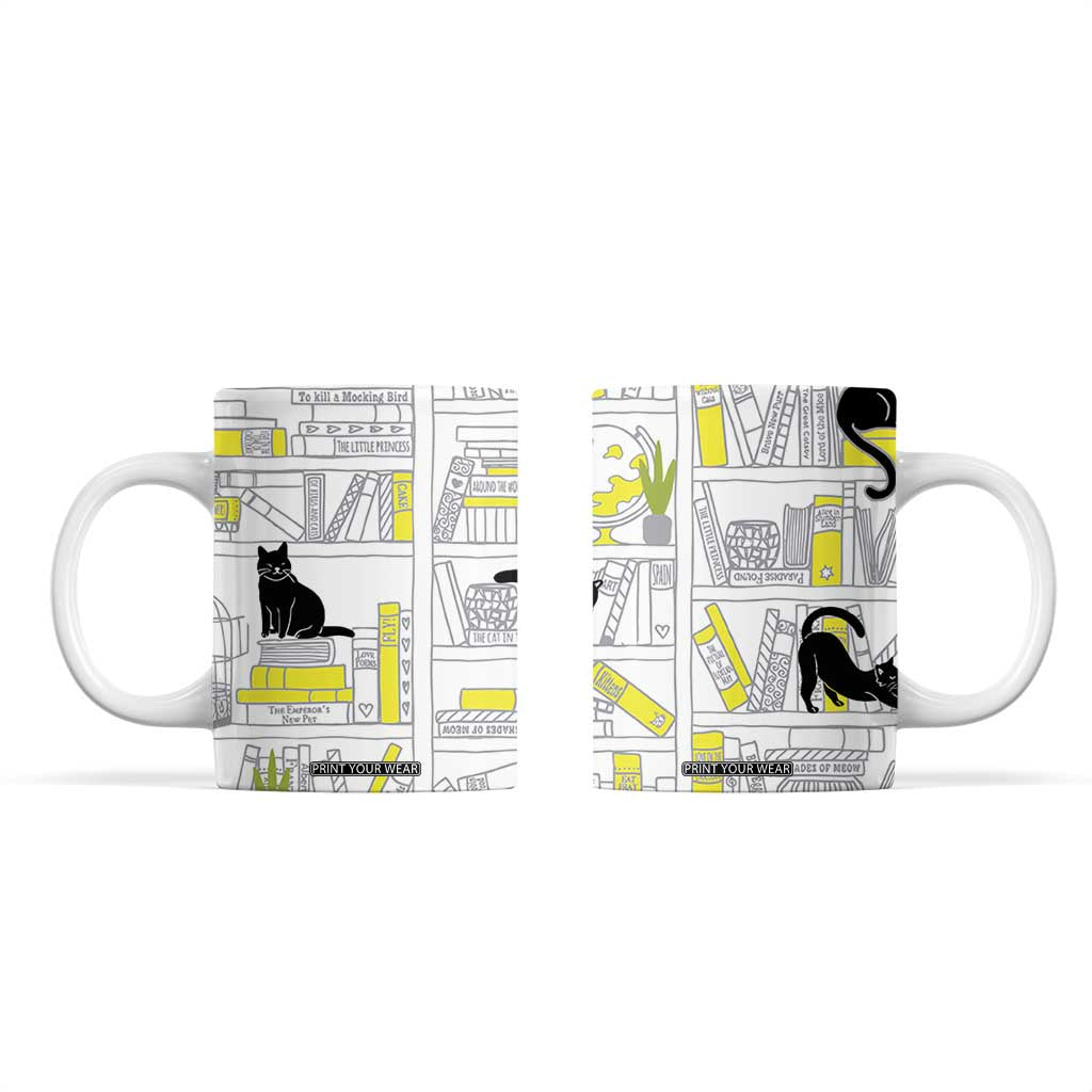 Book Lovers Gifts Coffee Mug Library Cat Bookish Gifts For Readers Librarian TB10 White Print Your Wear