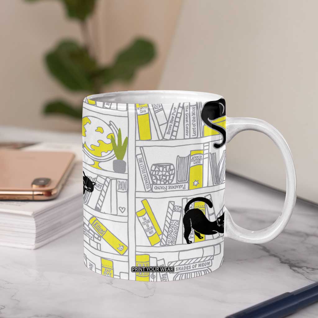 Book Lovers Gifts Coffee Mug Library Cat Bookish Gifts For Readers Librarian TB10 Print Your Wear