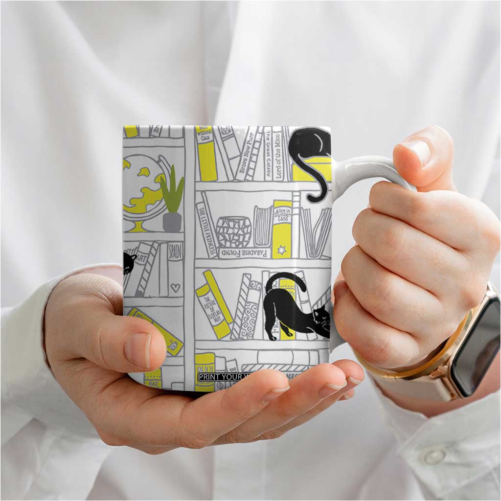 Book Lovers Gifts Coffee Mug Library Cat Bookish Gifts For Readers Librarian TB10 Print Your Wear