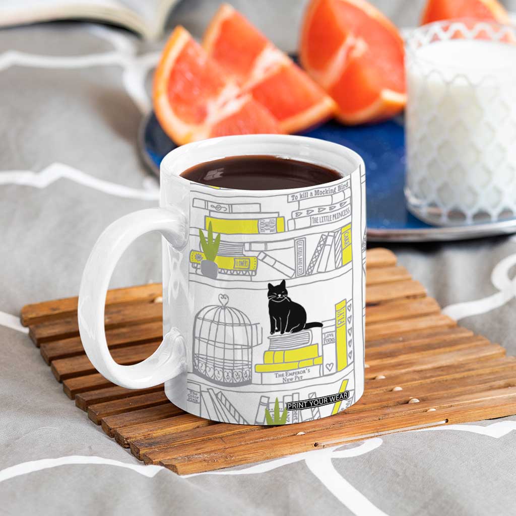 Book Lovers Gifts Coffee Mug Library Cat Bookish Gifts For Readers Librarian TB10 Print Your Wear