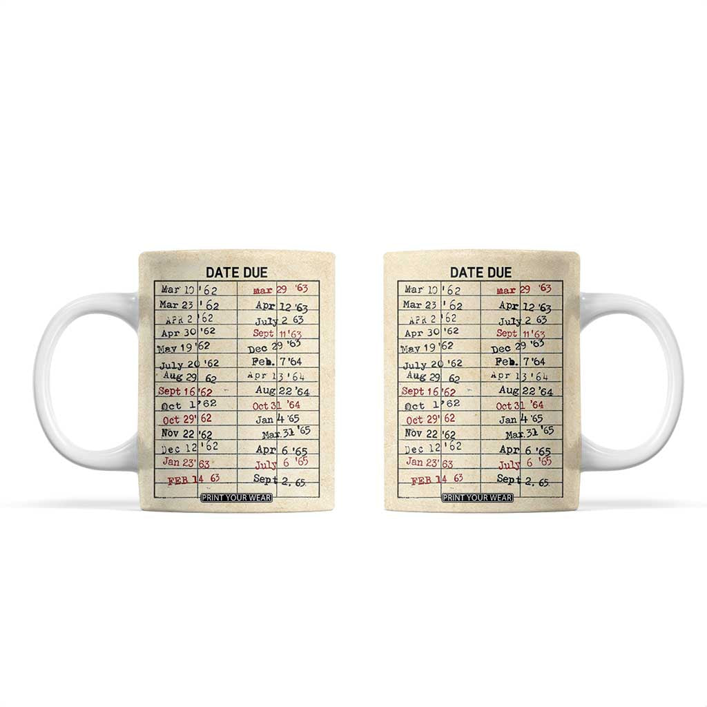 Library Due Date Card Coffee Mug Bookish Gifts For Readers Librarian TB10 Beige Print Your Wear
