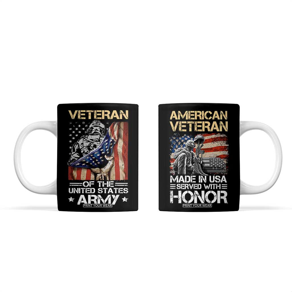 Veteran Of The United States Army Coffee Mug Vintage American Flag TB10 Black Print Your Wear