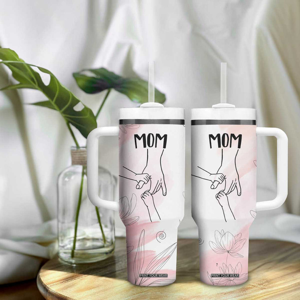 Gift for Mom of 2 Children Tumbler With Handle Mama Holding Hands Mothers Day Gift TB10 Print Your Wear