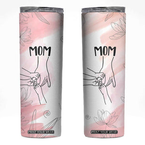 Gift for Mom of 3 Childrens Skinny Tumbler Mama Holding Hands Mothers Day Gift TB10 Pink Print Your Wear