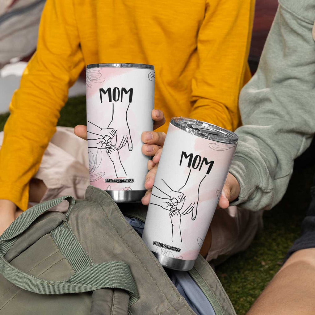 Gift for Mom of 3 Childrens Tumbler Cup Mama Holding Hands Mothers Day Gift TB10 Print Your Wear