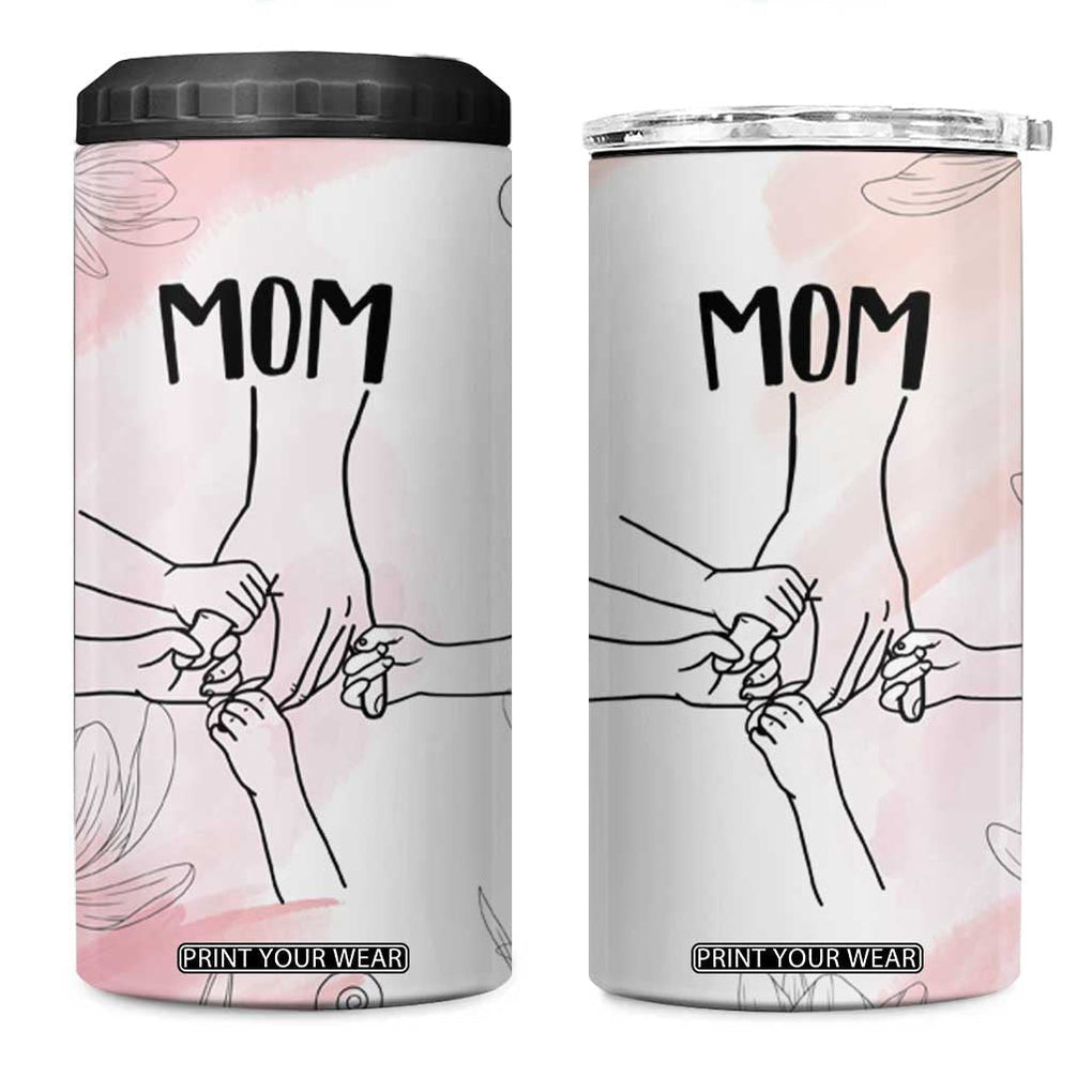 Gift for Mom of 4 Childrens 4 in 1 Can Cooler Tumbler Mama Holding Hands Mothers Day Gift TB10 One Size: 16 oz Pink Print Your Wear