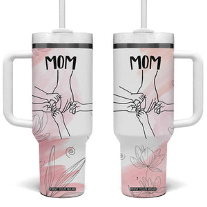 Gift for Mom of 4 Childrens Tumbler With Handle Mama Holding Hands Mothers Day Gift TB10 One Size: 40 oz Pink Print Your Wear