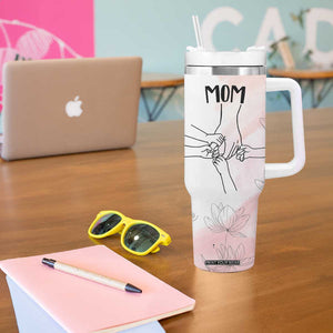 Gift for Mom of 4 Childrens Tumbler With Handle Mama Holding Hands Mothers Day Gift TB10 Print Your Wear