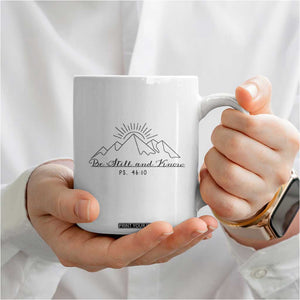 Subtle Christian Coffee Mug Be Still & Know Psalm Minimal Religious Faith Inspirational Gifts TB10 Print Your Wear